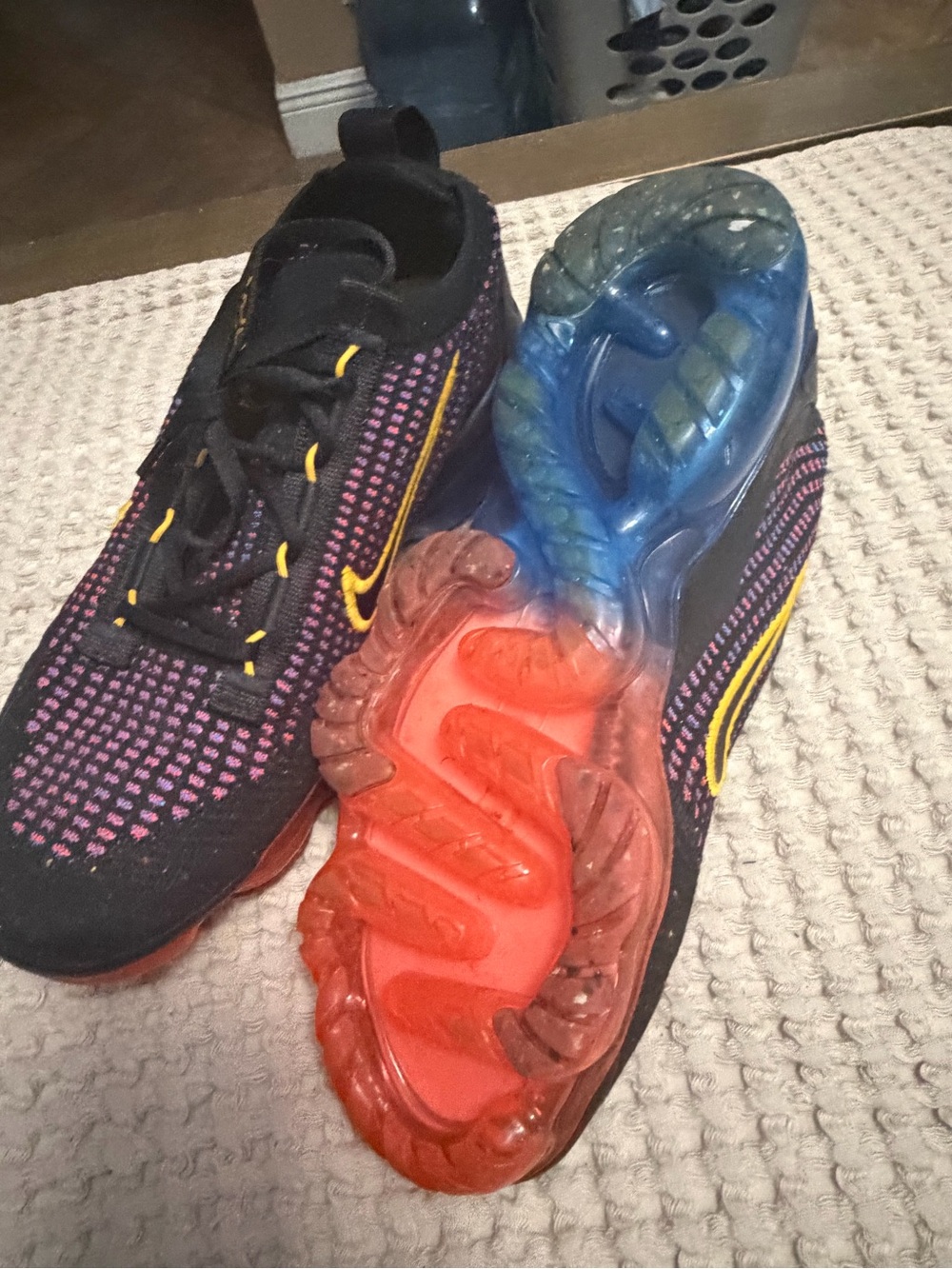 Nike Kids Black / Pink / Yellow Air Cushion Sneakers 6.5 kids =8 women’s